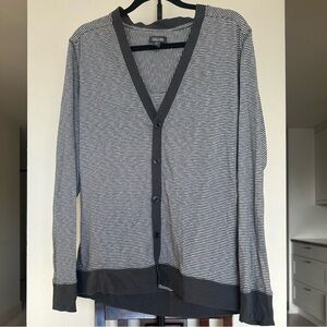 Kenneth Cole Reaction Grey and White Striped Cardigan XL